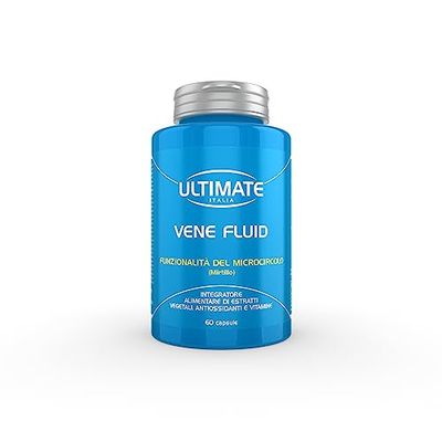 Ultimate Italia - Vene Fluid - 60 cps - Integratore fitoterapico ricco di estratti vegetali per la funzionalità del microcircolo e utile contro la cellulite,