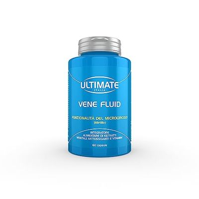 Ultimate Italia - Vene Fluid - 60 capsule - Integratore fitoterapico ricco di estratti vegetali per la funzionalità del microcircolo e utile contro la cellulite, senza glutine