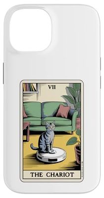 The Chariot Tarot Card Cat Robot Vacuum Cleaner Cat Case for iPhone 14