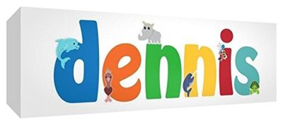Little Helper DENNIS3084-15DE canvasdruk gepersonaliseerd, nieuw en gespannen op spieraam, jongensnaam, 30 x 84 x 4 cm, groot