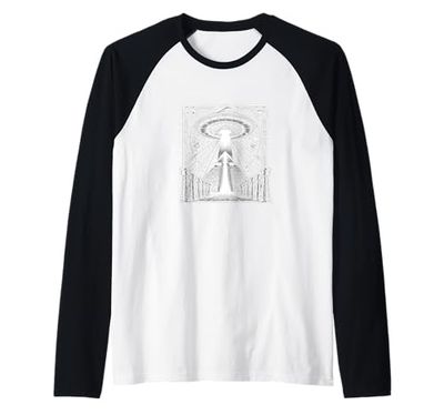 Egitto UFO Tavoletta Con Simboli E Luce Arte Maglia con Maniche Raglan
