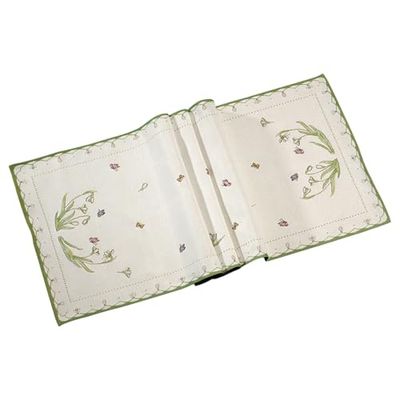 Villeroy & Boch Colourful Spring caminho de mesa, algodão/poliéster, branco/multicolor, caminho de mesa, gotas de neve, 49 x 143 cm