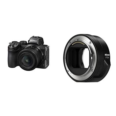 Nikon Z5 Fotocamera Mirrorless Full Frame, CMOS FX da 24.3 MP, Mirino Quad-VGA EVF, LCD 3.2" Touch, Wi-Fi, Bluetooth, 4K + Z 24-50 + SD 64 GB [Nital Card: 4 Anni di Garanzia] + FTZ II Adattatore