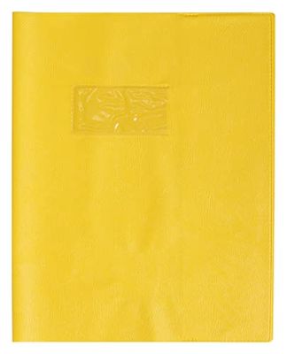 Calligraphe 72004C Un Protège-Cahier Grain Cuir Jaune soleil - 17x22 cm - 22/100ème avec Porte-Étiquette - PVC Opaque