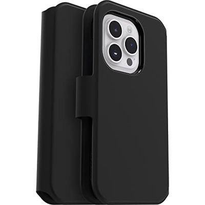 Otterbox Funda para iPhone 14 Pro Strada Via, resistente a golpes y caídas, fina, tacto suave, tapa folio con slot para tarjetas, Testada 2x con los estándares Militares anticaídas, Negro