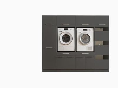Laundreezy Armoire Multifonction, Blanche, pour Machine à Laver, certifiée TÜV avec Beaucoup d'espace de Rangement, Bois d'ingénierie, Anthracite, Kombi 4