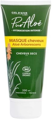 Ciel d'Azur Labs - Masque Cheveux Bio Pur’Aloé - Aloé Arborescens Natif - Cheveux Secs - Hydratation et Soin Intenses - Certifié Bio Cosmos Organic - 98% d'Origine Naturelle - Tube 200 ml