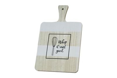 MIMBRE NATURAL Tabla Madera Cocina con Rayas Blancas (40×25×1.2)