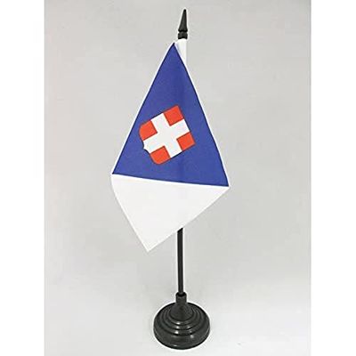 AZ FLAG - Drapeau De Table Département de la Savoie - 15x10 cm - Mini Drapeau Du Département Savoyard De Bureau 100% Polyester Avec Hampe De 25cm Et Socle En Plastique Noir