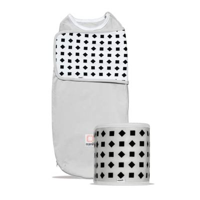 Nanit Ademhalingskleding Startpakket - 100% katoenen inbakeren en ademhalingsband, werkt met Nanit Pro babyfoon om ademhalingsbewegingen te volgen, zoals je hand overal op hun hart, klein, kiezelgrijs