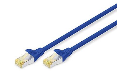 DIGITUS LAN Kabel Cat 6A - 1m - RJ45-nätverkskabel - S/FTP-skärmad - kompatibel med Cat-6 och Cat-7 - Blå