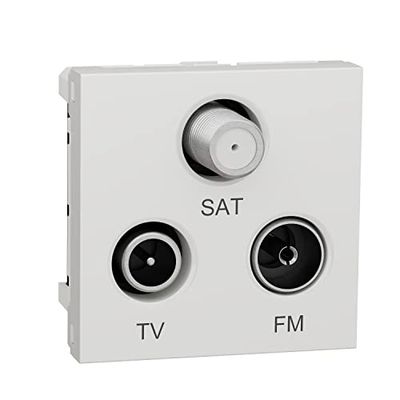 Unica - Presa TV + FM + SAT, 2 mod, colore: Bianco antimicrobico