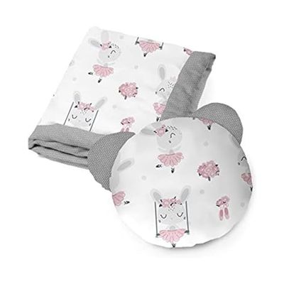KOSPU Sängkläder Kudde och filt för barn och yngre tonåringar, bomull och velour tyg, 100% Polyester Fyllning, Sovfilt 135 x 100 cm, Björn sovkudde 50 cm