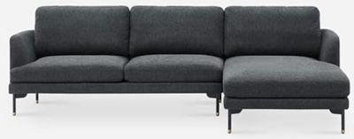DRW Sofa Chaise Longue 2+1 Derecha en Color Gris con Patas Metal Negras 193X70X30 cm