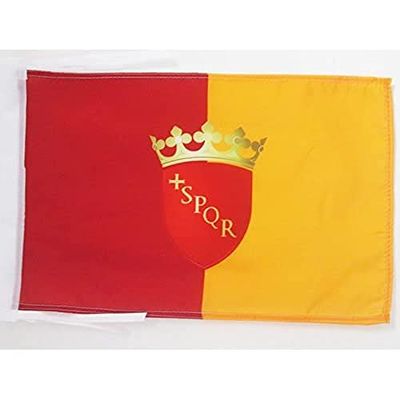 Drapeau Ville de Rome avec armes 45x30cm - PAVILLON Roma - Italie 30 x 45 cm haute qualité - AZ FLAG