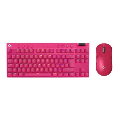 Logitech G PRO X SUPERLIGHT 2 LIGHTSPEED souris gaming sans fil, recharge USB-C, PC et Mac + PRO X TKL LIGHTSPEED clavier gaming sans fil, sans pavé numérique, touches en PBT (Français AZERTY) - Rose