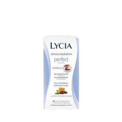 Lycia - Strisce Depilatorie Sopracciglia, Perfect Touch, Con cera d’api e olio di jojoba, Formula in GEL pronte all’uso, 16 Strisce