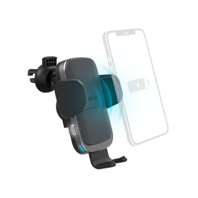 Hama Supporto per telefono auto a induzione 10 W FC10 Motion (QI-Charge, caricatore a induzione per auto senza fili, ultra veloce) argento/nero