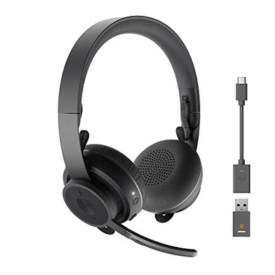 Logitech Zone 900 draadloze over-ear Bluetooth-headset, met geavanceerde ruisonderdrukkende microfoon, sluit tot 6 draadloze apparaten aan, snelle toegang tot ANC en Bluetooth - Grijs