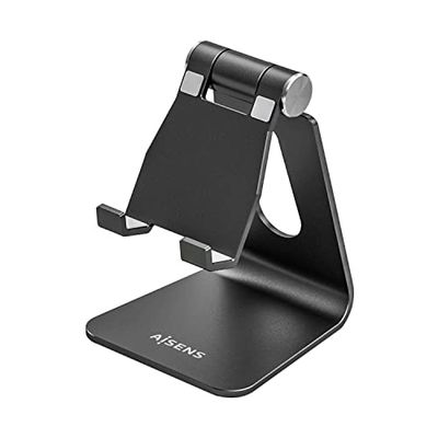 AISENS MS1PM-084 Support Taille M de Bureau réglable (1 pivote) pour téléphone/Tablette, Noir