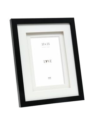 Deknudt Frames Cadre photo noir en bois MDF avec double passe-partout - S65KK2 P1 10x15cm - Pour image de 10 x 15 cm - à accrocher ou à poser