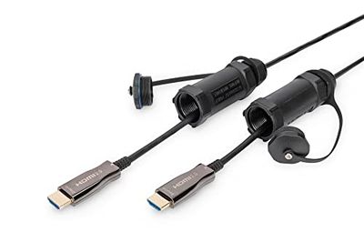 DIGITUS HDMI AOC hybride glasvezelkabel - 15m - HDMI 2.0-4k/60Hz - gepantserde beschermhuls - IP68 - compatibel met TV/beamer/monitor - zwart