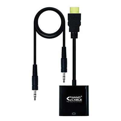 Brightium Converter HDMI naar SVGA met audio, HDMI A/M-SVGA/H + jack 3,5 / H, stekker naar bus, zwart, 10 cm + 1 m