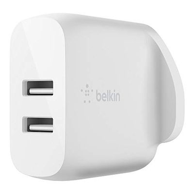 Belkin WCB002MYWH Boost Charge Dual USB-A 24W Wall Mobile Device Charger - White