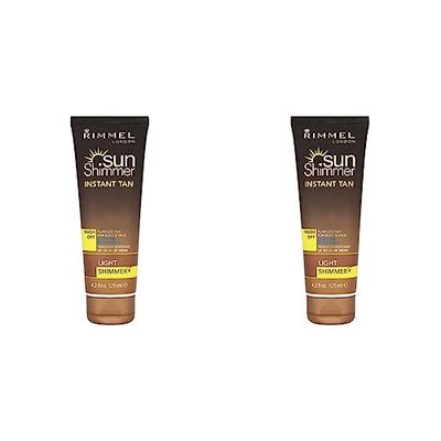 Rimmel Sunshimmer Water Resistant Instant Tan Wash Off Shimmer - Light (Pack of 2)