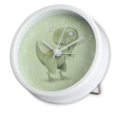 Hama Sveglia per bambini "Happy Dino" senza ticchettio (orologio per bambini con motivo dinosauro per bambini, sveglia a batteria, tempo di allarme regolabile, ideale anche come orologio di apprendimento), verde