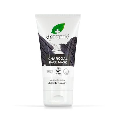 Dr Organic Charcoal Face Mask, Cleansing, For Acne & Clearing Skin, Oily, Problem Skin, Natural, Vegan, Cruelty-Free, Paraben & SLS-Free, Recycled & Recyclable, Organic, 125ml, Packaging may vary