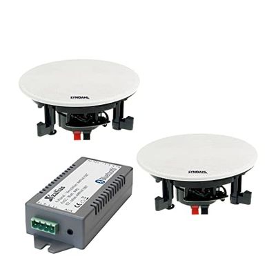 Lyndahl CS200BT Kit with 2 or 4 Speakers Including Bluetooth Amplifier, Built-in Speaker, Bluetooth, Ceiling Speaker with Aux-in, Bluetooth Speaker with 2 Speakers