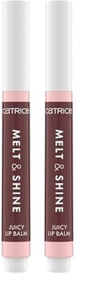 Catrice Melt & Shine Juicy Lip Balm, n. 100, marrone, idratante, lucido, fresco, vegano, senza parabeni, senza nanoparticelle, confezione da 2 (1,3 g)
