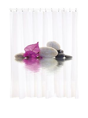 MSV Cortina DE BAÑO DE Poliester 180X200CM, Piedras-Rosa, 200x0.5x180 cm