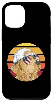 Lunettes de soleil vintage Golden Retriever avec drapeau américain Coque pour iPhone 12/12 Pro
