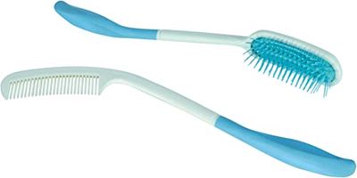 Aidapt Long Reach (380mm) Handled Comb and Hair Brush Set Applicable to elderly and hand-disabled people, Inconvenient upper limb activities (2 pcs)