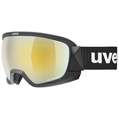 uvex contest CV - skibril voor dames en heren - contrastverhogend - vervormingsvrij zicht - black matt/gold-green - one size