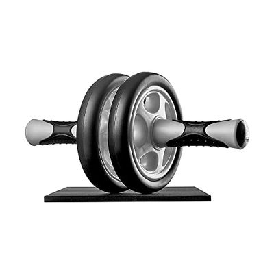 Ultrasport AB Rollertje, AB Opleider incl. Kniemat, buiktraining voor mannen en vrouwen, multifunctionele buikspierroller, voor senioren, ruimtebesparend inklapbare spieropleider, Zwart/Grijs