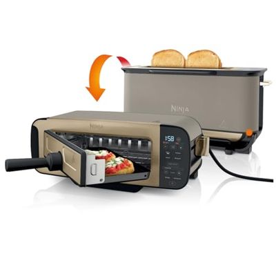 Ninja Foodi 3-in-1 Toaster, Grill and Panini Press with Flip Design, 7 Cooking Functions, 7 Toast Shades, Includes Panini Press, Bake Tray and Crumb Tray, Stone Gold ST202UKSTGD
