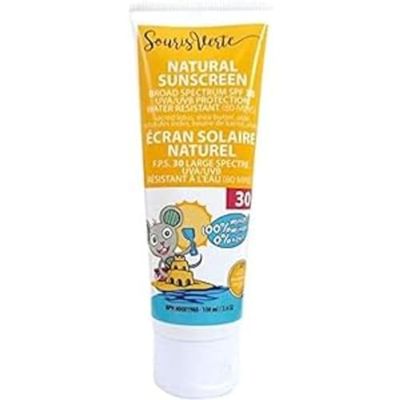 Souris Verte Natural Sunscreen Spf 30 - Canada Brand - Leave No Traces when Applied - for Baby and Child - E Vitamin, 155 pounds