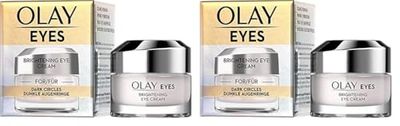 Olay Brightening Eye Cream for Dark Circles 15ml, with Vitamin B3 & Caffeine, Suitable for All Skin Types (Pack of 2)