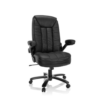 hjh OFFICE 691021 XXL Siège Bureau Instructor III Cuir Noir Fauteuil de Direction, Capacité de Charge 220kg, Confortable