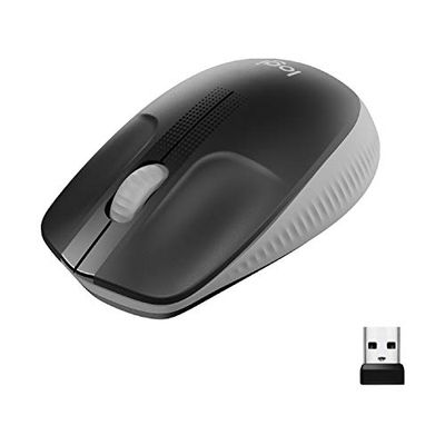 Logitech M190 Mouse Wireless, Design Ricurvo Ambidestro, Batteria fino a 18 Mesi con Funzione Risparmio Energia, Ricevitore USB, Cursore di Precisione, Rotella di Scorrimento, Grigio