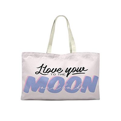 Bonamaison Printed Tote Bag, Reusable Grocery Bag, Shopping Bag, Machine Washable, Foldable, Canvas Cloth Bag with Handles, 50x40 Cm