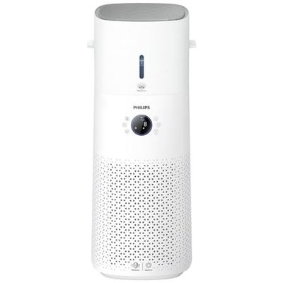Philips 3000 Series 2-in-1 Air Purifier and Humidifier, 131 m², NanoProtect HEPA and Activated Carbon Filters Removes 99.97% of Invisible Particles, White (AC3737/10)