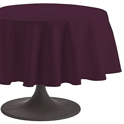 Coucke Plain Aubergine Cotton Round Tablecloth 180 cm