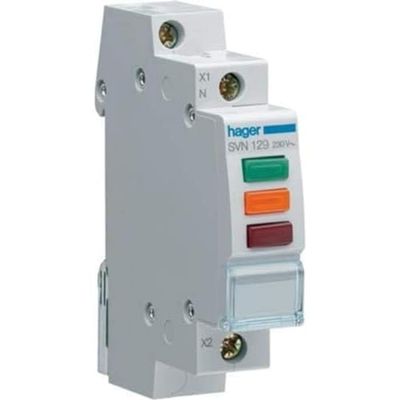 Hager SVN129 - Piloto LED 230 V corrente alternada vermelho + verde + laranja
