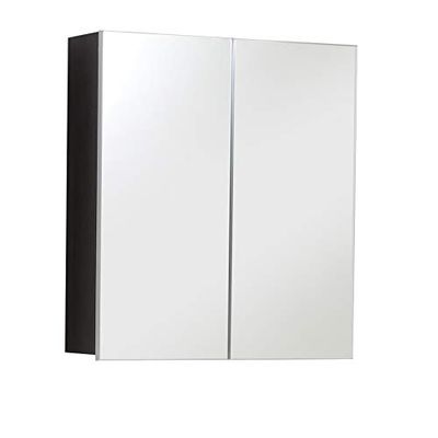Furnline Szafka z lustrem łazienkowym, biała błyszcząca Sardegna przydymiona srebrna, 60 x 67 x 89 cm