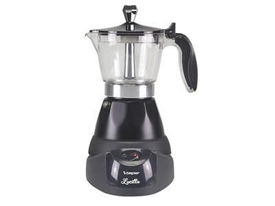 BEPER BC.040N Cafetière électrique Lucilla - Pot Moka électrique, Capacité 3 tasses, Réducteur 1 tasse, Arrêt automatique, Maintien de la température pendant 30' min, Noir