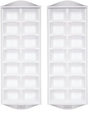 BarCraft Ice Cube Tray, 14 Ice Cubes, Plastic, 26 x 12cm, White (Pack of 2)